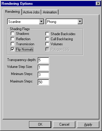 Rendering Options Dialog